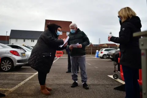 BBC Dennis Yeomans arriving for his vaccine