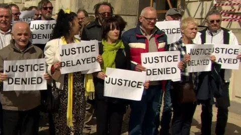 BBC Stormont protest by historical institutional abuse victims in April 2017