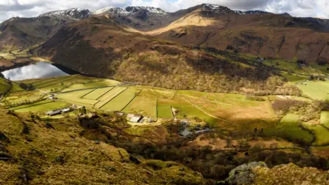 National Trust Goldrill Beck running through the Patterdale valley in winter