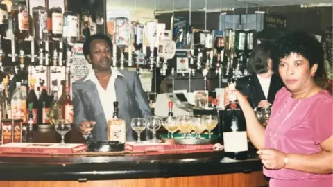 Reuben Campbell Mr Campbell behind the bar of the Iron Master pub with his wife