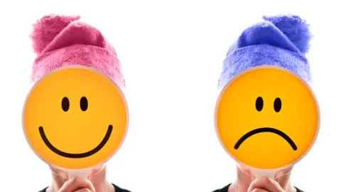 Getty Images Collage of a person happy and unhappy icons