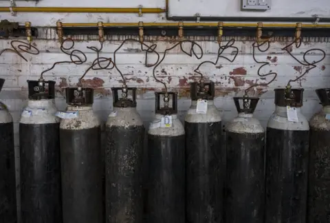 Getty Images Oxygen cylinders