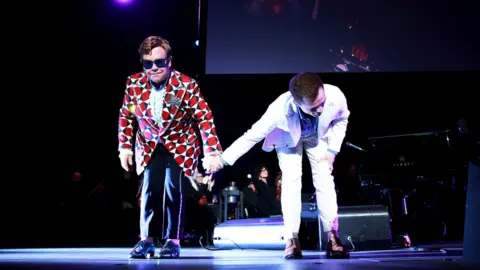Getty Images Elton John and Taron Egerton performed Rocketman: Live in Concert with The Hollywood Symphony Orchestra at The Greek Theatre