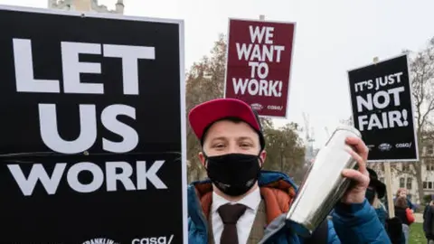 Getty Images Demonstration by hospitality workers