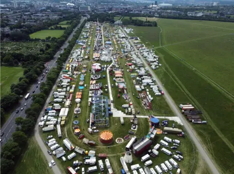PA Media Aerial view of the Hoppings