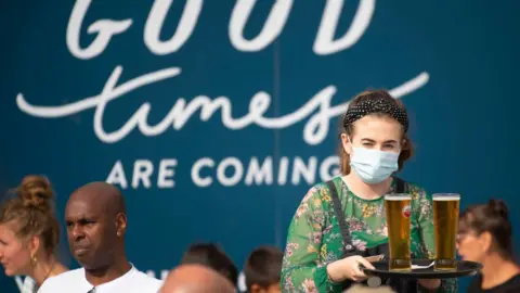 Getty Images Waitress in Cardiff, August 2020