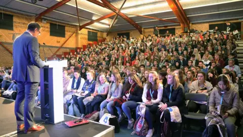 Golley Slater Students at conference in Newtown