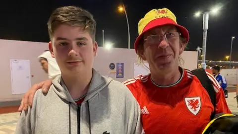 Iestyn, 17 and Gareth Davy, 52, from Port Talbot