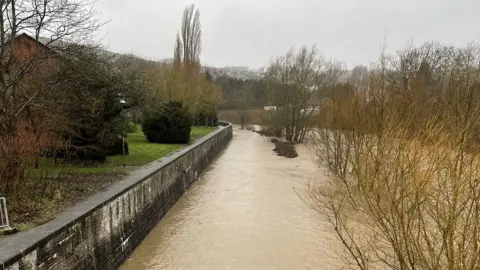 Maddie Ottaway The swollen river in Newtown, Powys