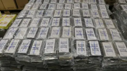 AFP Handout photo made available by the Hamburg Customs Investigation Office on August 2, 2019 show the 4.5 tonne cocaine shipment they seized, the country"s largest ever, with an estimated street value of one billion euros ($1.1 billion) in Hamburg, northern Germany.