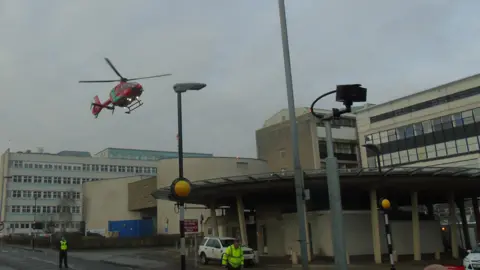 Emergencies included a patient arriving by air ambulance from the Bristol area