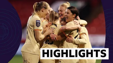 Chelsea players celebrate scoring against Aston Villa in the WSL