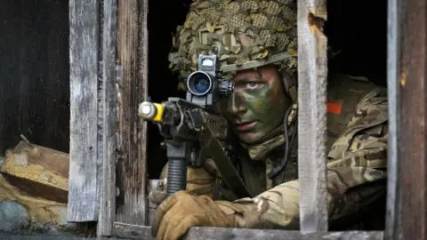 Getty Images A soldier from the Royal Welsh battlegroup taking part in Nato exercises in Estonia