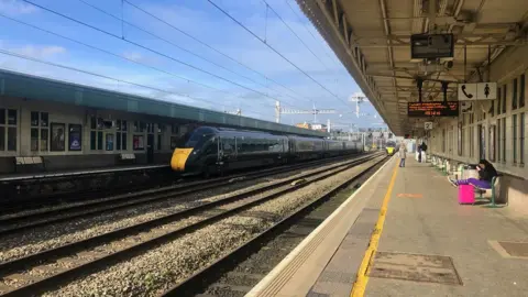 Cardiff Central train station at peak time on a Friday during the coronavirus pandemic in March, 2020