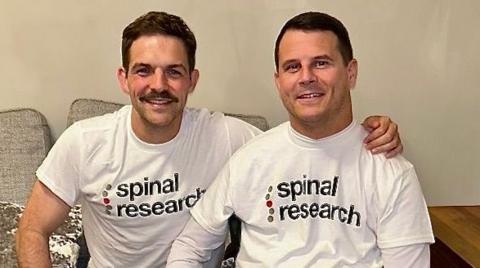 Photo: Lloyd Collier (L) with close friend Jon Hobbs who are taking part in epic challenges in April to raise money for Spinal Research.