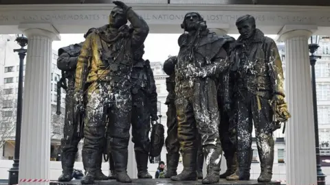 EPA A general view of the the Bomber Command Memorial in Green Park