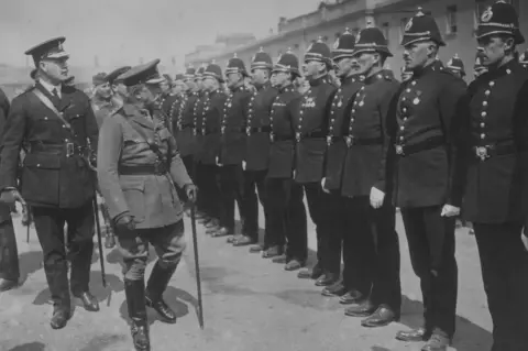 Walshe/Topical Press Agency/Getty Images An RIC inspection in May 1921 by the penultimate Lord Lieutenant of Ireland