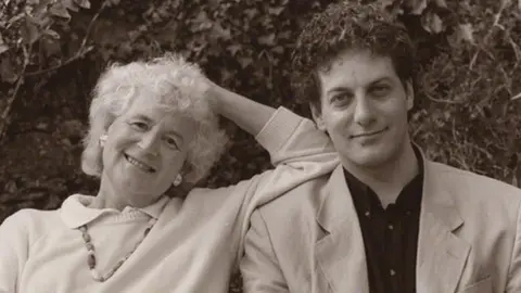 Richard Whitehead/NPG Jan Morris with her son, poet and musician Twm Morus