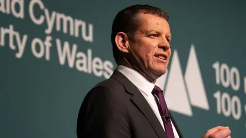 Matthew Horwood/Plaid Cymru Rhun ap Iorwerth speaking at Plaid Cymru conference in Llandudno