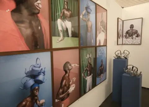 EPA Photographs by Justin Dingwall seen during the annual Joburg Art Fair held at the Sandton Convention centre, Johannesburg, South Africa, 07 September 2018. The art fair has run for a decade and includes works from both South Africa and the rest of the African continent and includes a wide variety of art forms and artists.