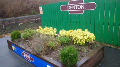 Flower bed at Denton station