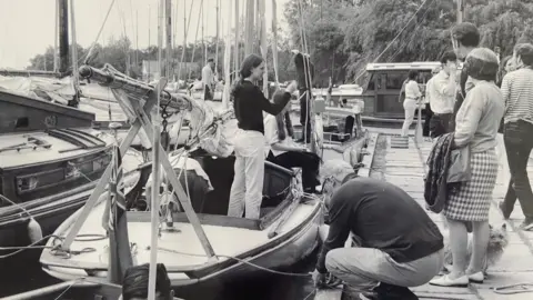 Horning Sailling Club Black and white image of the sail boats