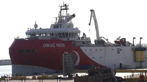 EPA A Turkish exploration vessel is docked at port in Turkey