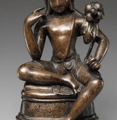 The Metropolitan Museum of Art Avalokiteshvara Padmapani, 7th century, bronze inlaid with silver and copper, Pakistan (Swat Valley).