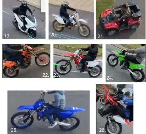 Cleveland Police Footage stills of eight bikes