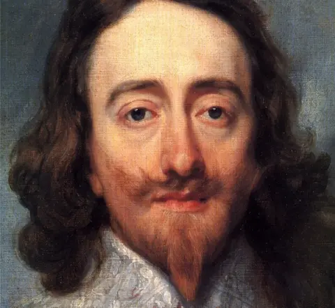 PA Detail of the portrait 'Charles I, King of England, from Three Angles', 1636 by van Dyck