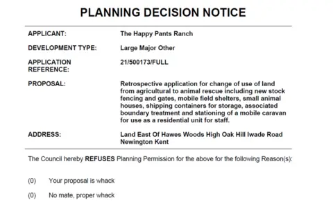 Swale Borough Council The notice from Swale Borough Council regarding Happy Pants