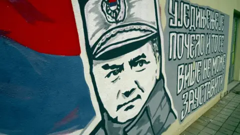 Fred Scott/BBC Mural of Ratko Mladic in Banja Luka