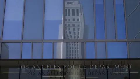 Getty Images Los Angeles Police Department building sign