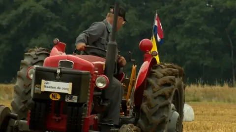 A ploughman taking part in the European Ploughing Championships