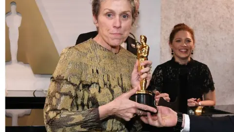 AFP Frances McDormand with her Oscar at the Governor's Ball