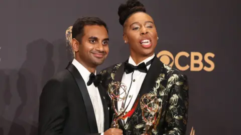 Reuters Aziz Ansari (left) and Lena Waithe