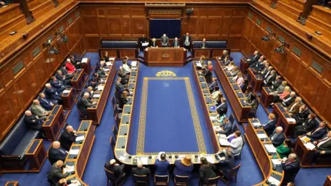 Getty Images A wide view of the assembly chamber at Stormont