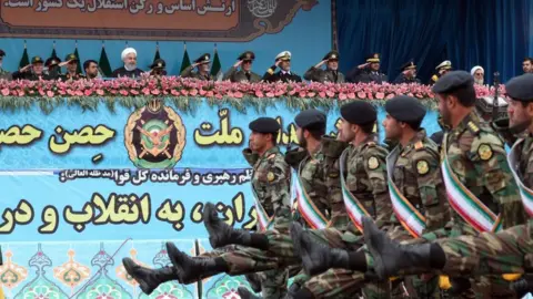 Anadolu Agency Iranian President Hassan Rouhani attends military parade on National Army Day in Tehran, Iran (18 April 2019)