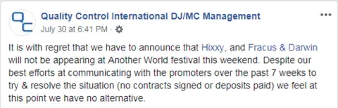 Facebook Screengrab of social media post