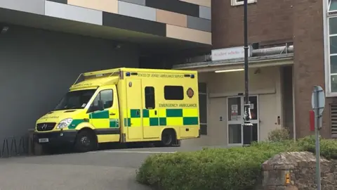 BBC Ambulance outside Jersey Hospital