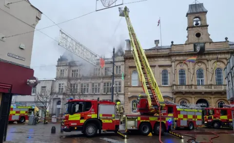 Leicestershire Fire and Rescue Fire crews at scene