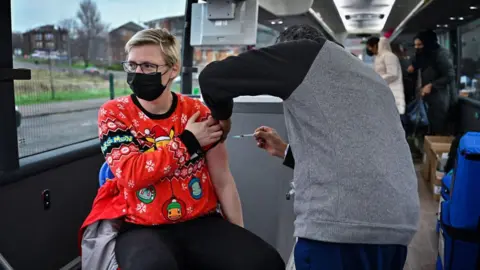 Getty Images vaccine booster bus