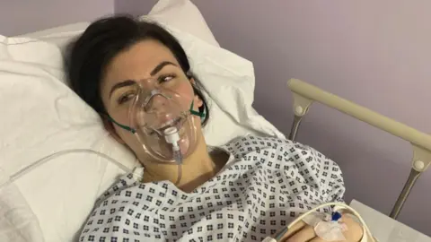 Cancer Research UK Alice Hanagan in hospital