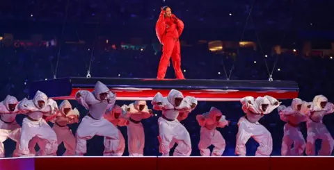 Reuters Rihanna performs at the Super Bowl half-time show