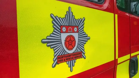 The side of a Northamptonshire Fire and Rescue fire engine