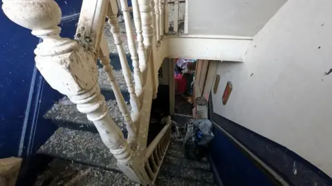 Webbers Poo covered staircase