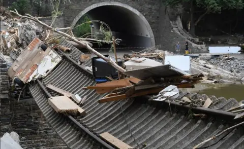 AFP Wrecked railway line in Altenahr, 19 Jul 21
