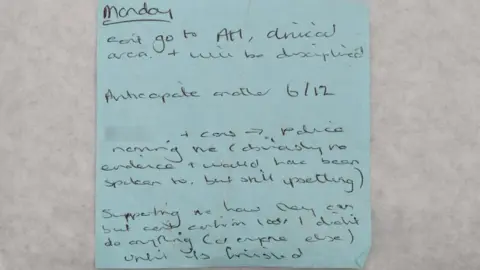 Cheshire Police Notes found in Lucy Letby's home