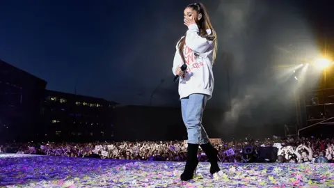 Getty Images Ariana performing at the One Love Manchester concert in 2017.