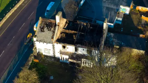 Davy Robson Drone pictures show Whitburn Lodge after fire